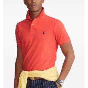POLO Ralph Lauren Classic Short Sleeve Polo 100% Cotton Coral Red Shirt Large L
